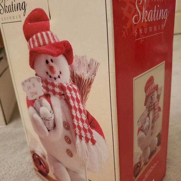 New Fabric Skating Snowman, 12" x 5", in box, without tags - Picture 2 of 3